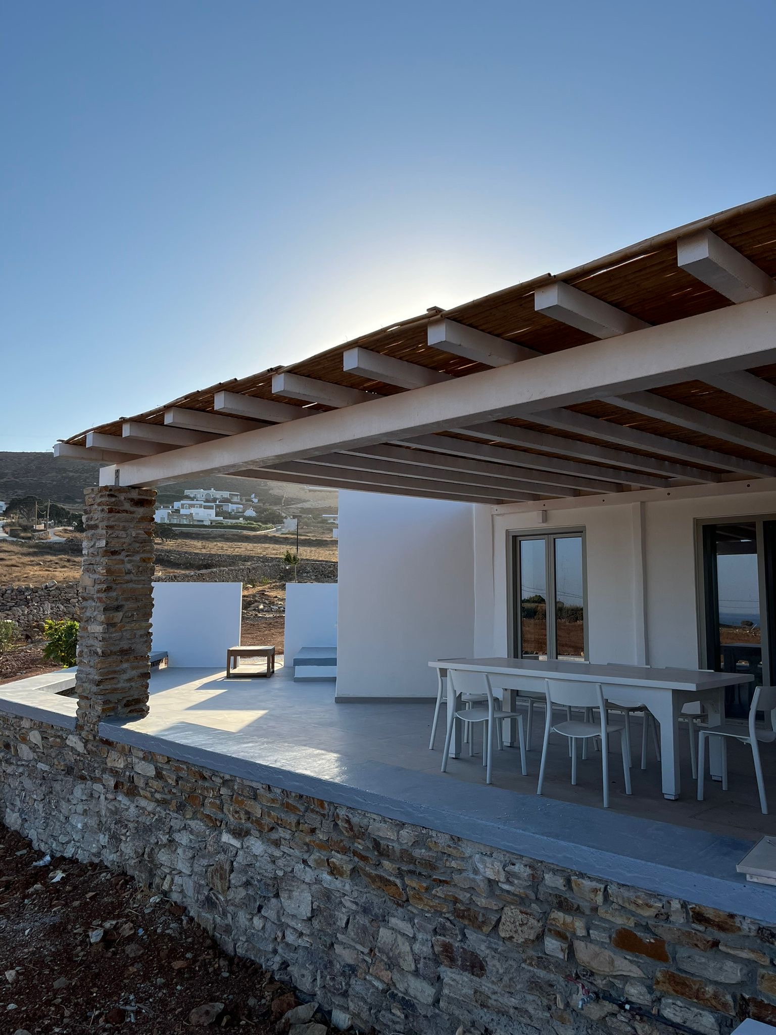 House 5 terrace at sunset